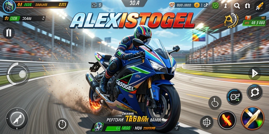 Gameplay seru balapan motor ALEXISTOGEL dengan grafik menakjubkan.