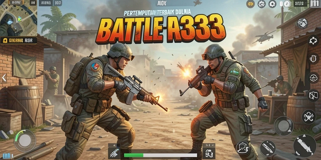 Tangkapan layar yang menampilkan aksi seru dalam pertempuran di ARENA333.