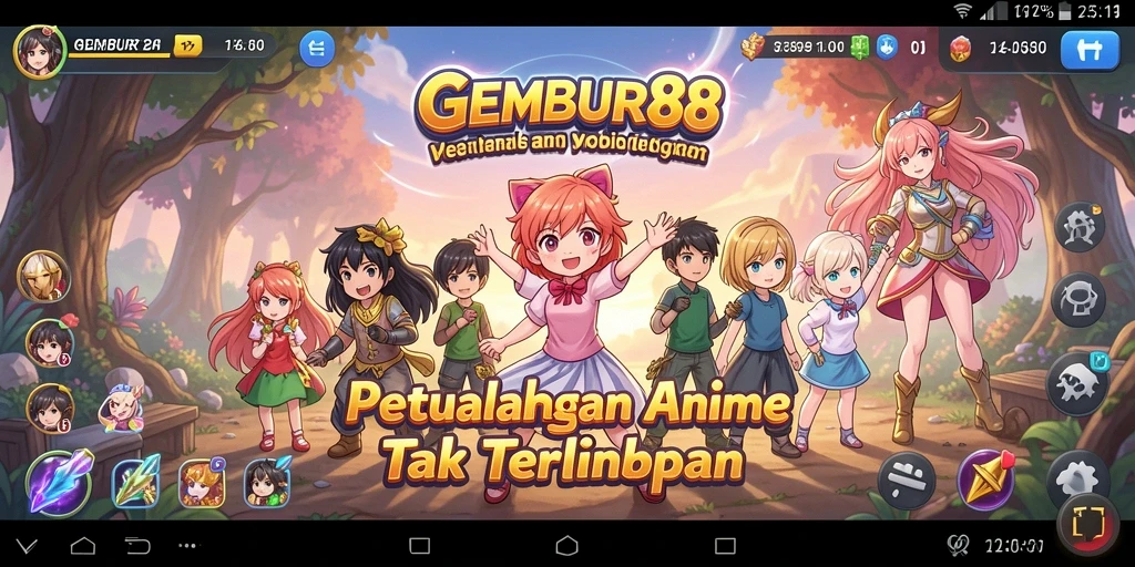 Screenshot menampilkan gameplay seru GEMBUR88 dengan karakter Anime yang menarik.