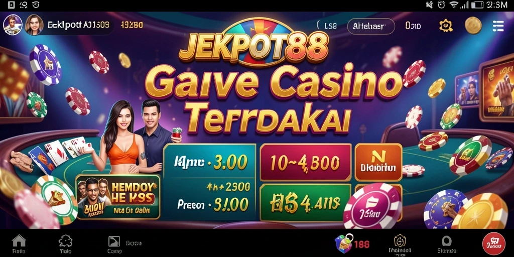 Tampilan antarmuka JEKPOT88 yang memukau saat bermain Live Casino.