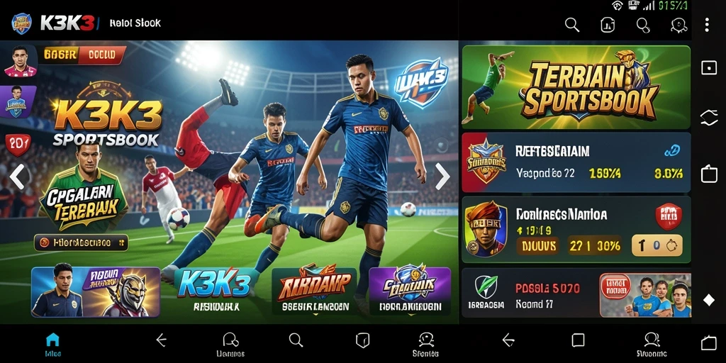 Screenshot K3K3 yang menampilkan fitur taruhan olahraga yang menarik.