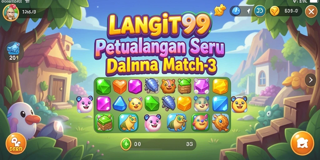 Tampilan gameplay LANGIT99 dengan tantangan match-3 yang menarik.
