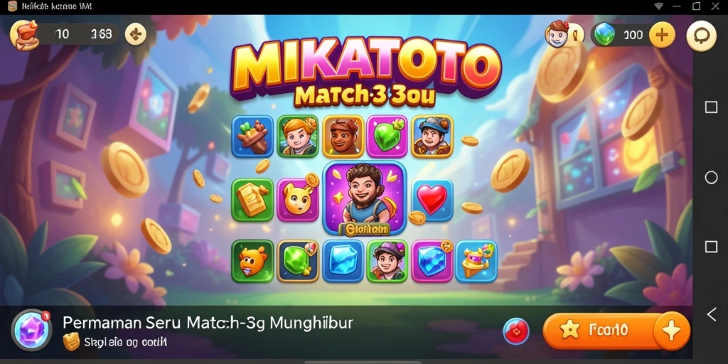 Tampilan gameplay MIKATOTO dengan berbagai elemen warna-warni.
