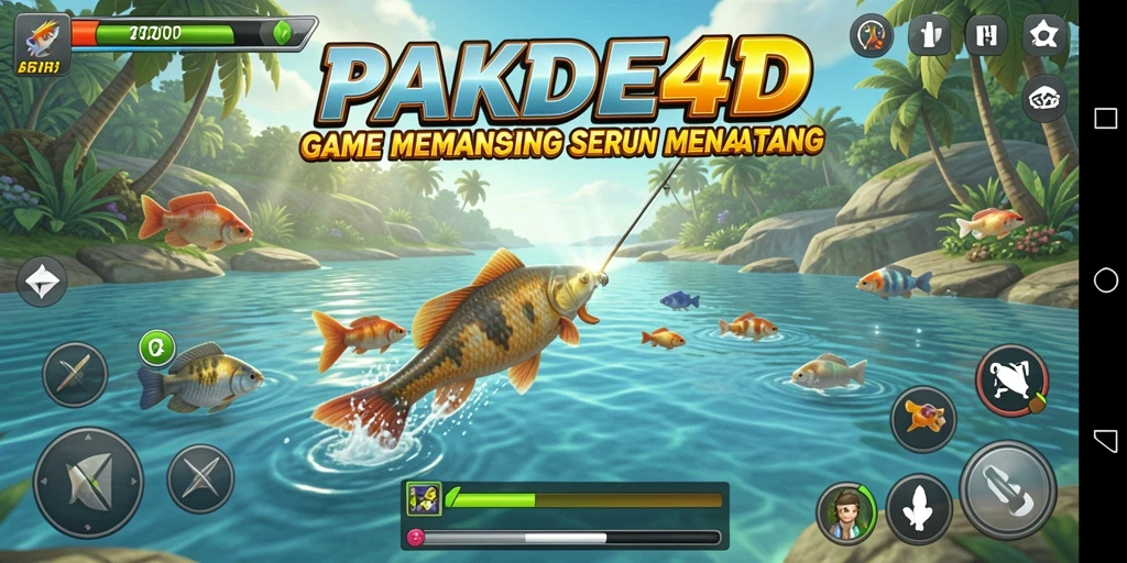 Tampilan gameplay PAKDE4D dengan pengalaman memancing yang seru.