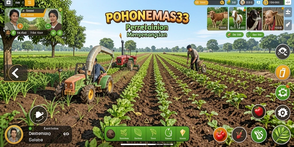 Screenshot gameplay POHONEMAS33 yang menampilkan keseruan bertani.