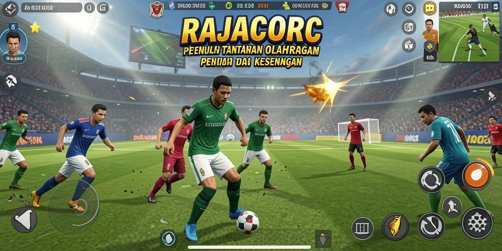 Tampilan seru gameplay RAJACORC saat pertandingan olahraga.