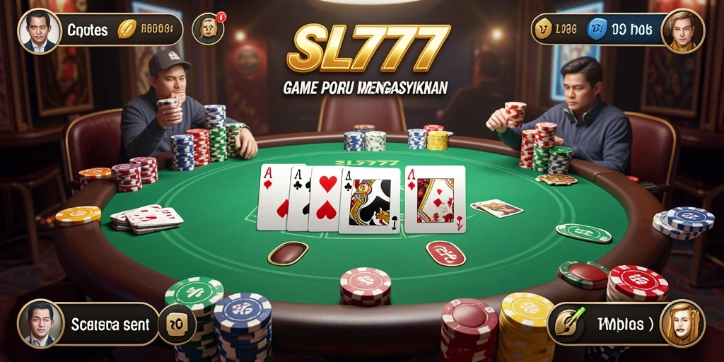 Tampilan gameplay Poker yang menegangkan dan mendebarkan di SL777.